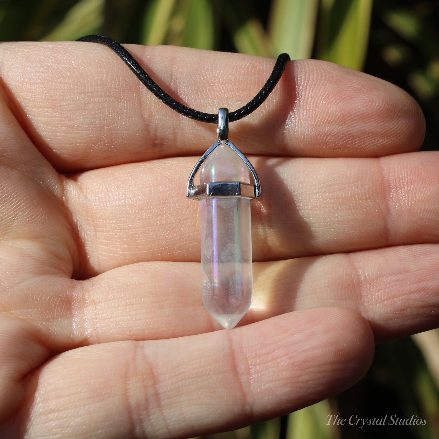 Angel Aura Quartz Polished Crystal Point Pendant