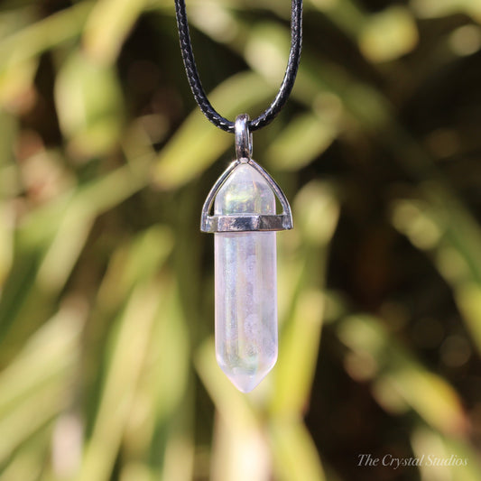 Angel Aura Quartz Polished Crystal Point Pendant